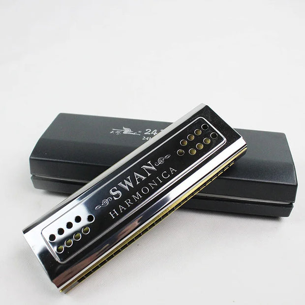 Both Sides Swan Harmonica Tremolo C And G Key 24 Holes Double Harmonica Harp Mouth Organ Woodwind Instruments