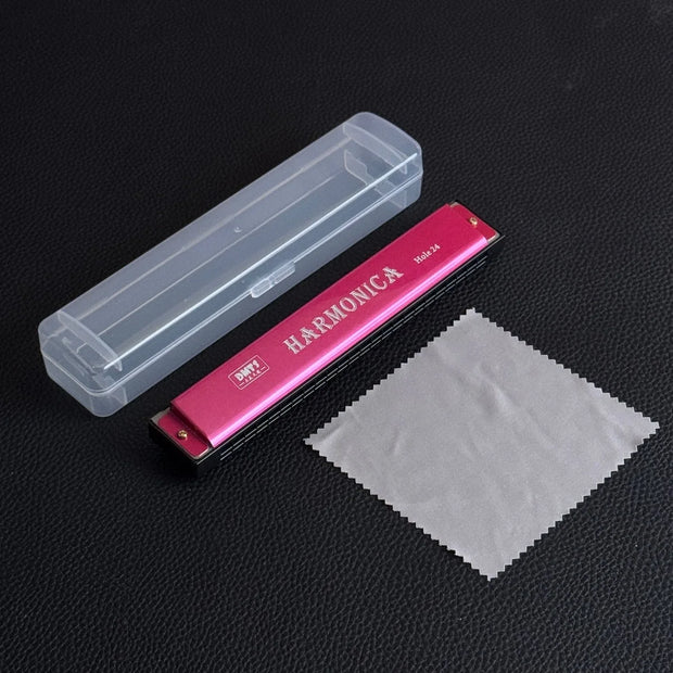 Upgraded Version 24 Holes Octave-tuned Harmonica,metal Harmonica Key of C With Case Mouth Metal Organ for Beginners Instruments