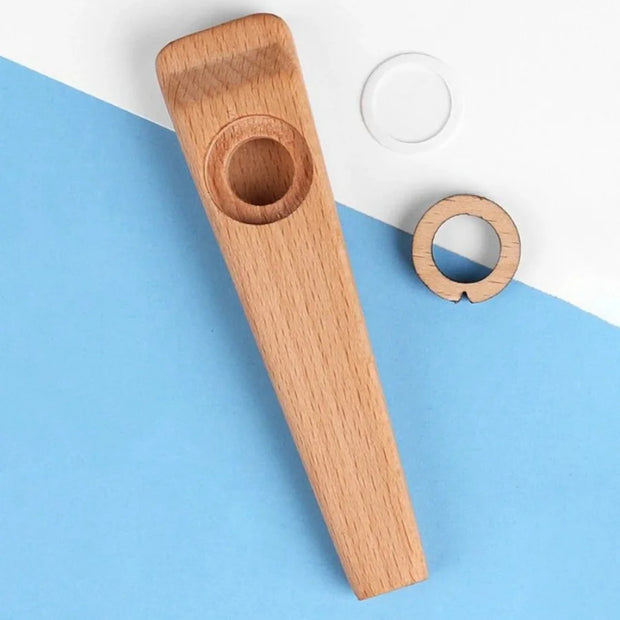 Wooden Kazoo Guitar/Ukulele/Electric Guitar/Bass Accompaniment Easy for beginners to learn the instrument, with 5 flute membrane