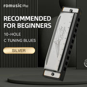 Blues Harmonica Mouth Organ 10 Hole C Key with Case, Diatonic Harmonica for Professional Player, Beginner, Students gifts, Adult