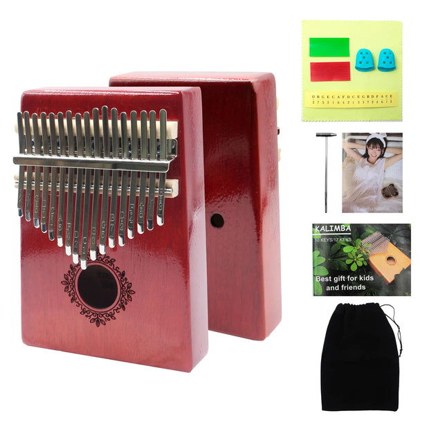 17 21Keys Kalimba Thumb Piano Solid Wood Veneer Keyboard Musical Instrument Kalimba Finger Piano Christmas Gift for Music Lovers