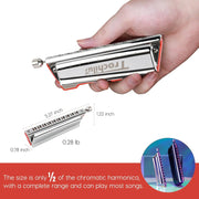 JDR Trochilus 10 Holes Chromatic Harmonica Key of C Armonica Valveless Harp Mouth Organ Chromonica with Case for Beginners