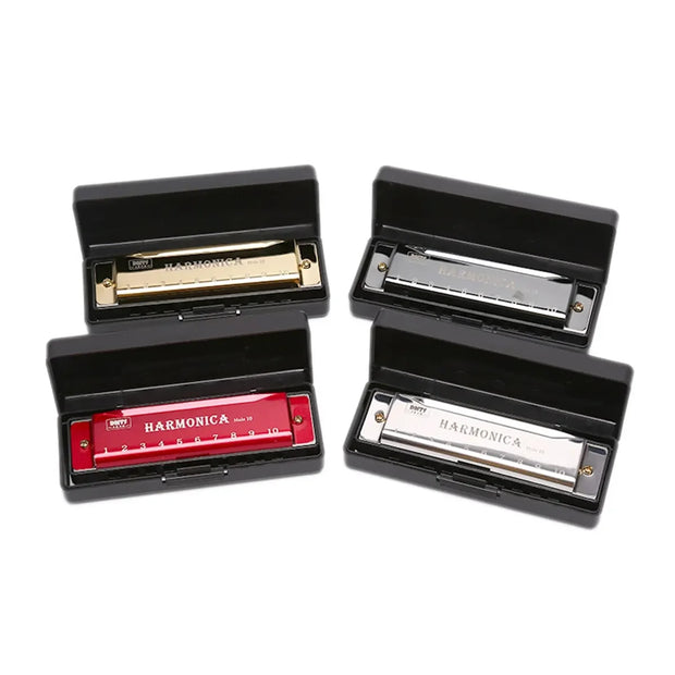 Harmonica Key of C 10 Hole Diatonic Harmonica C with Case for Beginner Students Kids Gift BLUES with case
