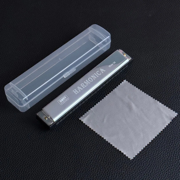 Upgraded Version 24 Holes Octave-tuned Harmonica,metal Harmonica Key of C With Case Mouth Metal Organ for Beginners Instruments