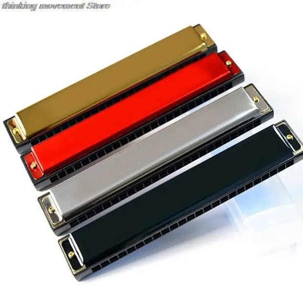New Professional 24 Hole Harmonica C Key Metal Harmonica Instrument For Beginners 4 Color