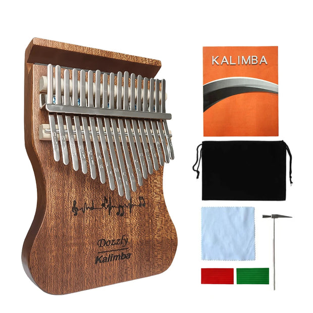 DOZZLY 17 Keys Kalimba Solid Wood Body Finger Piano with cell phone holder Thumb Piano Keyboard Musical Instrument for Beginner