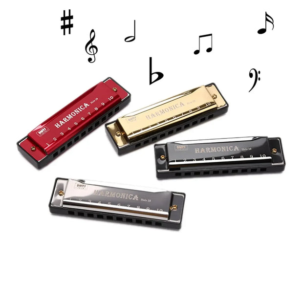 Harmonica Key of C 10 Hole Diatonic Harmonica C with Case for Beginner Students Kids Gift BLUES with case
