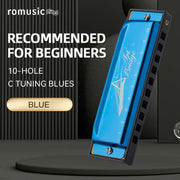Blues Harmonica Mouth Organ 10 Hole C Key with Case, Diatonic Harmonica for Professional Player, Beginner, Students gifts, Adult