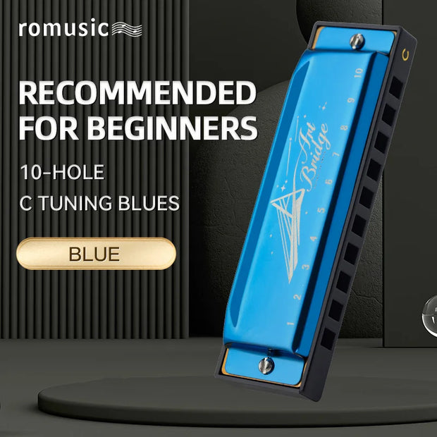 Blues Harmonica Mouth Organ 10 Hole C Key with Case, Diatonic Harmonica for Professional Player, Beginner, Students gifts, Adult