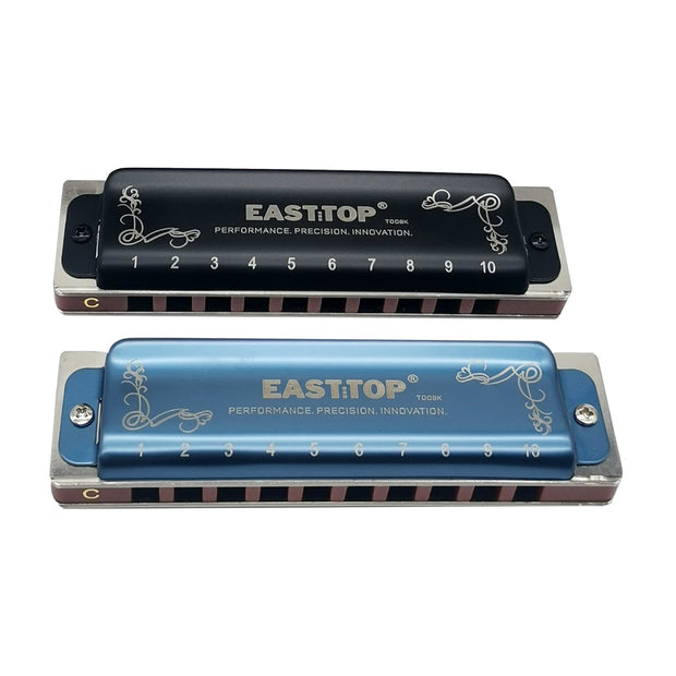 Top Grade Harmonica NEW 008K Blues Harp Mouth Organ 10 Hole 20 Tone Diatonic Blues Harmonica with Case,Harmonica for Adults
