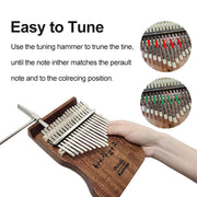 DOZZLY 17 Keys Kalimba Solid Wood Body Finger Piano with cell phone holder Thumb Piano Keyboard Musical Instrument for Beginner